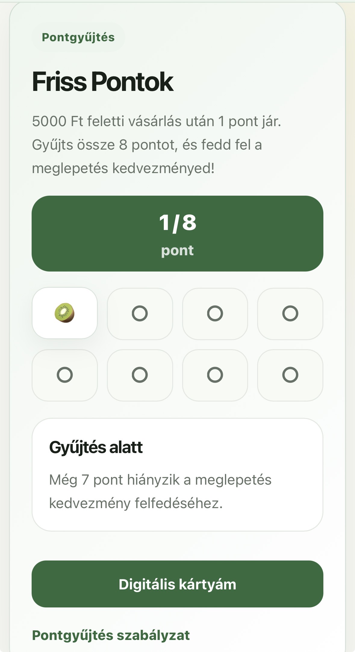 Friss Pontok blokk és ponttörténet